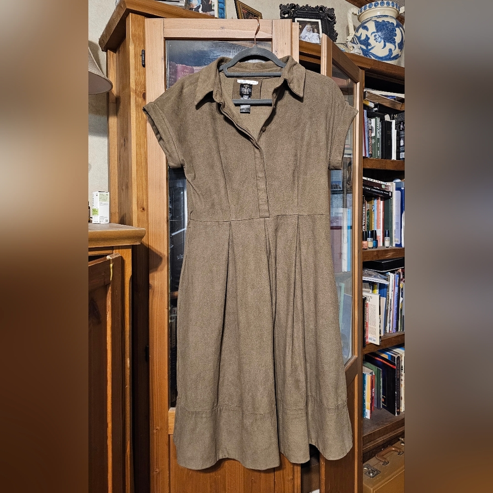 Faux Suede Green Dress